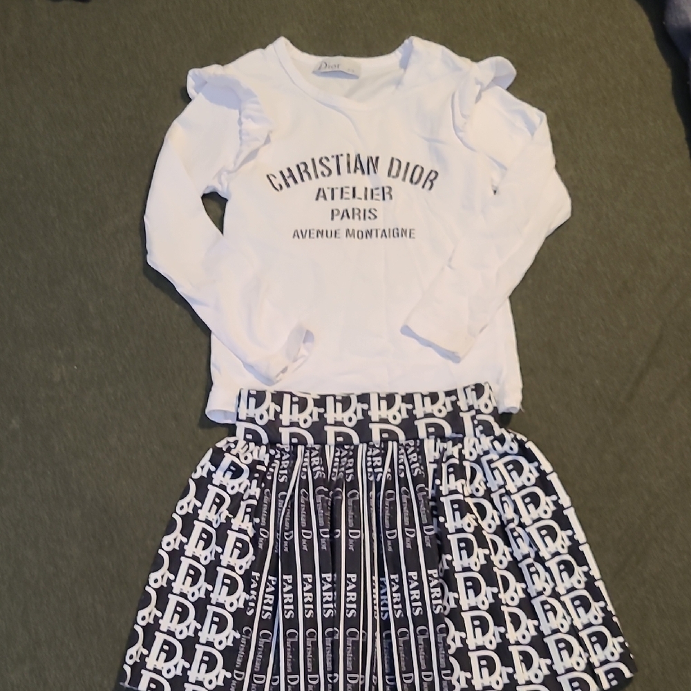 Christian Dior White Top and Black Skirt Set